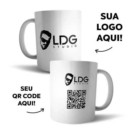 Canecas Personalizadas com LOGO e QR CODE configurado para acessar suas Redes Sociais, Site, Yo