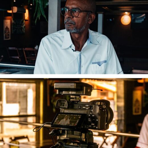 Local para gravarEscolhemos um belo restaurante local, pedimos o gerente autorização para grava